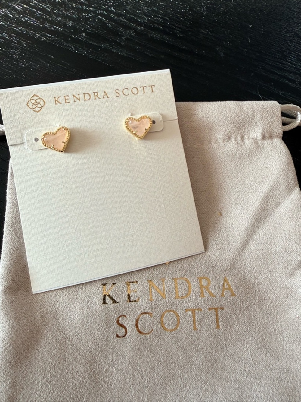 Kendra Scott Gold-Trim Pink Heart Stud Earrings